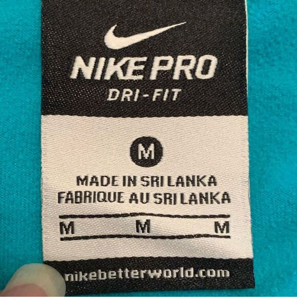 NIKE PRO Dri- Fit Half Zip Women’s Medium Aqua Green Thumb Hole Polyester. - Picture 8 of 16